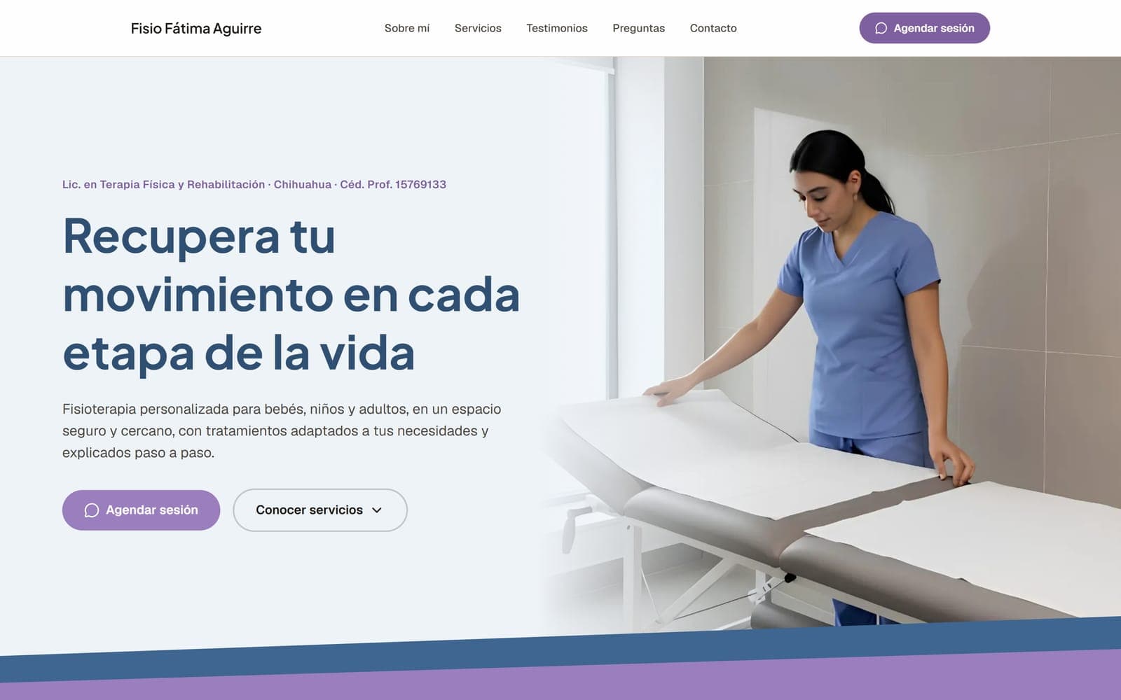 Portada del sitio de Fisio Fátima Aguirre
